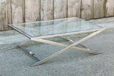 Couchtisch verchromt aus Metall und Glas, 120 x 80 cm