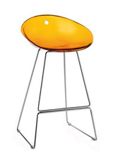 Barstuhl orange, Design Barhocker orange transparent, Sitzhöhe 65 cm