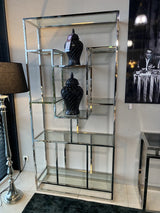 Regal Silber, Bücherregal verchromt, Glasregal Silber, Breite 100 cm
