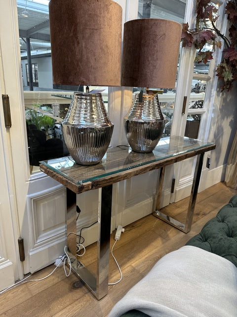 Konsole Altholz, Wandtisch Altholz mit Glasplatte,  Breite 140 cm