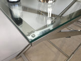 Konsole verchromt Glas-Metall, Sideboard mit Glasplatte,  Wandtisch verchromt Glas, Maße 160x50 cm