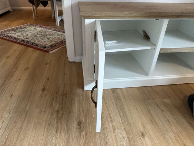 TV Schrank weiß Eiche, Lowboard weiß Landhausstil, Breite 164 cm