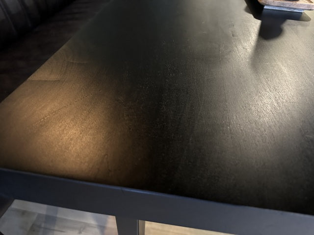 Schwarzer Tisch, Esstisch schwarz Industriedesign, Tisch schwarz Metall Holz, Breite 200 cm