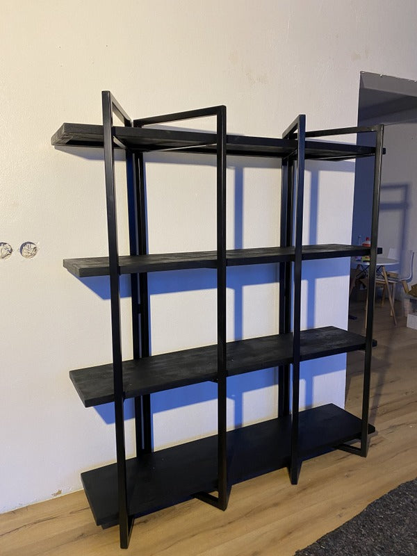 Bücherregal schwarz, Regal schwarz Industriedesign,  Breite 160 cm