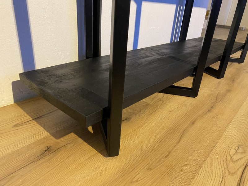 Bücherregal schwarz, Regal schwarz Industriedesign,  Breite 160 cm