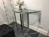 Konsole halbrund silber, Wandtisch Metall Glas verchromt, Breite 120 cm