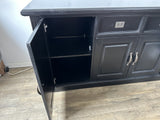 Sideboard schwarz Landhausstil, Anrichte schwarz Landhaus, Geschirrschrank schwarz, Breite 190 cm