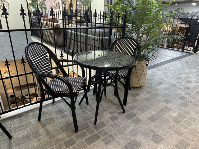 Gartenstuhl schwarz-weiß, Bistrostuhl schwarz Rattan, Stuhl schwarz-weiß