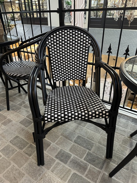 Gartenstuhl schwarz-weiß, Bistrostuhl schwarz Rattan, Stuhl schwarz-weiß