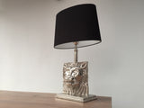 Tischleuchte Lion, Tischlampe silber mit Lampenschirm