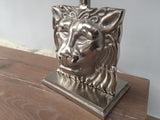 Tischleuchte Lion, Tischlampe silber mit Lampenschirm