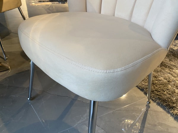 Stuhl beige, Stuhl Stuhlbeine Silber