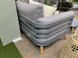 Garten Sofa mit 2 Couchtische Set, Lounge-Sofa grau, Eck-Gartensofa grau, Lounge grau, Breite 280 cm