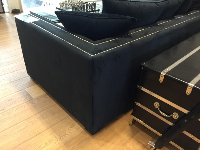 Sofa schwarz velvet, Sofa Ziernägel gepolstert, Breite 250 cm