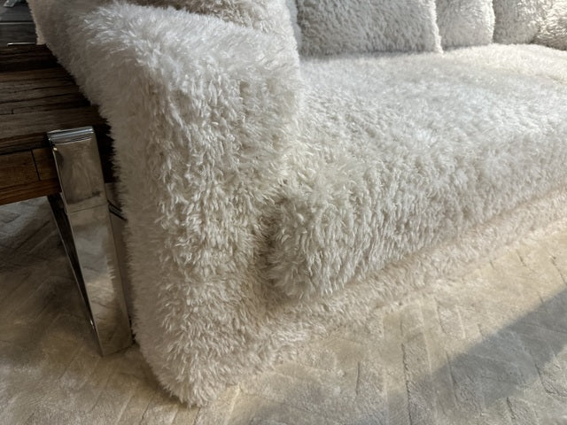 3-sitzer Sofa creme-weiß, Sofa Schaffell-Optik, Breite 250 cm