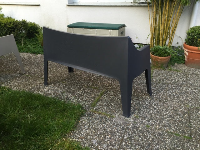 Gartenbank aus Kunststoff, Farbe Anthrazit, Bank aus Kunstoff Outdoor