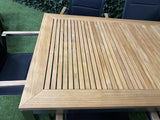 Gartentisch Teak Tischplatte, Gartentisch ausziehbar Edelstahl-Gestell, Breite 152-210 cm