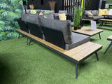 Garten Sofa mit Couchtisch, Lounge-Sofa grau, Eck-Gartensofa grau, Lounge grau, Breite 196 cm