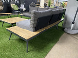 Garten Sofa mit Couchtisch, Lounge-Sofa grau, Eck-Gartensofa grau, Lounge grau, Breite 196 cm