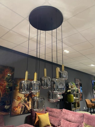 Hängelampe schwarz-Gold, Pendelleuchte schwarz Gold, Hängeleuchte Gold, Breite 83 cm