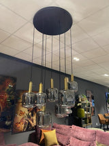 Hängelampe schwarz-Gold, Pendelleuchte schwarz Gold, Hängeleuchte Gold, Breite 83 cm