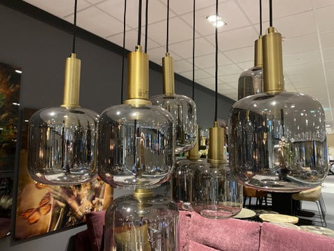 Hängelampe schwarz-Gold, Pendelleuchte schwarz Gold, Hängeleuchte Gold, Breite 83 cm