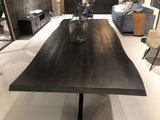 Esstisch schwarz Baumkante, Tisch schwarz Metall Holz, Breite 220 cm