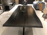 Esstisch schwarz Baumkante, Tisch schwarz Metall Holz, Breite 180 cm