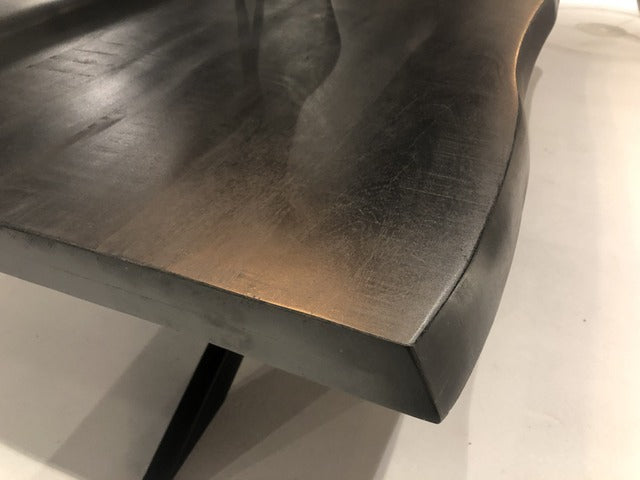 Esstisch schwarz Baumkante, Tisch schwarz Metall Holz, Breite 180 cm