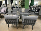 Set 4 teiliges Loungset, Gartensofa anthrazit, Gartensessel anthrazit, Gartentisch anthrazit Aluminium, Loungeset anthrazit