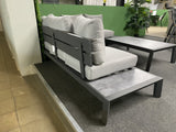 Set 4 teiliges Loungsofa grau anthrazit, Gartensofa anthrazit, Gartentisch anthrazit Aluminium, Loungeset grau-anthrazit