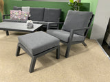 Set 4 teiliges Loungsofa anthrazit, Gartensofa anthrazit, Gartensessel anthrazit, Gartentisch anthrazit Aluminium, Loungeset anthrazit