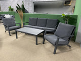 Set 4 teiliges Loungsofa anthrazit, Gartensofa anthrazit, Gartensessel anthrazit, Gartentisch anthrazit Aluminium, Loungeset anthrazit