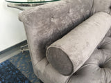 Sofa Velour grau, Sofa Chesterfield grau, Breite 210 cm