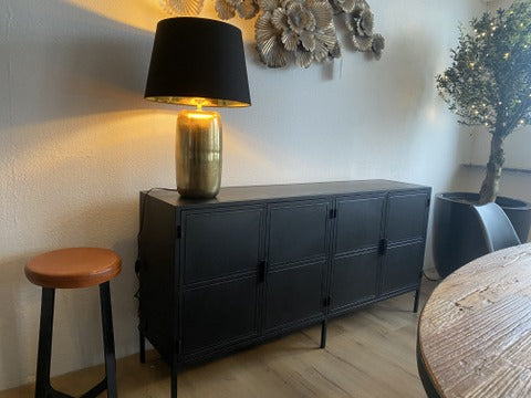 Metall Sideboard Industriedesign, Anrichte schwarz, Sideboard schwarz Metall,   Breite 175 cm