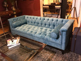 Sofa Chesterfield, Sofa Chesterfield  Velour türkis, Breite 210 cm