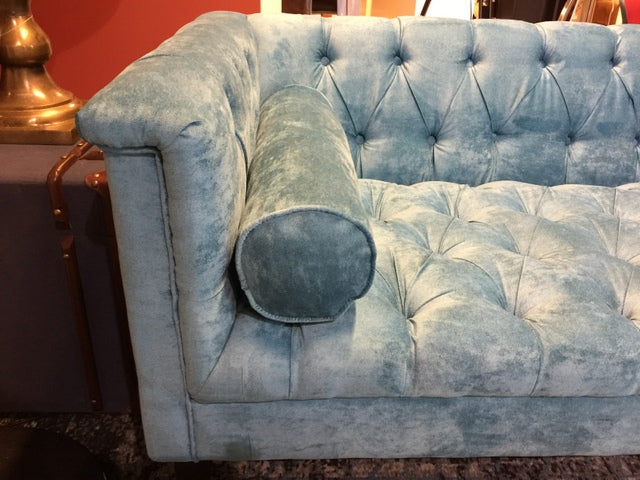 Sofa Chesterfield, Sofa Chesterfield  Velour türkis, Breite 210 cm