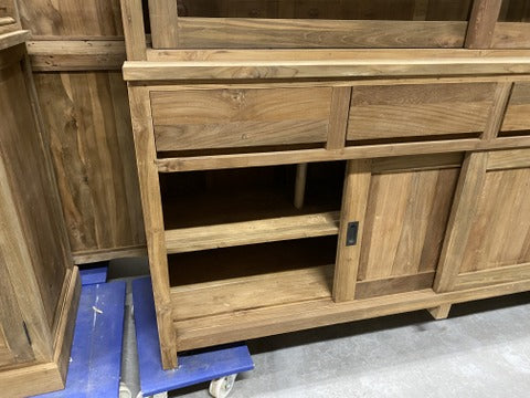 Vitrine Teak, Buffetschrank Teakholz, Geschirrschrank Teak, Schrank Massivholz Teak, Breite 200 cm