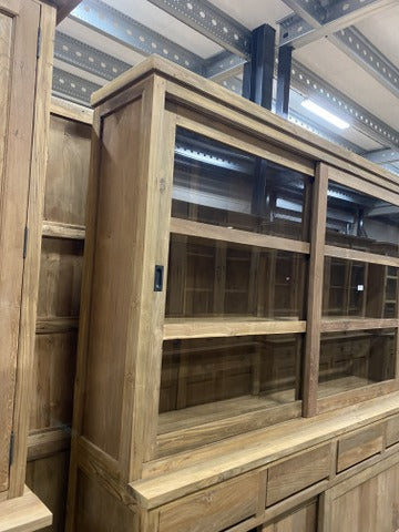 Vitrine Teak, Buffetschrank Teakholz, Geschirrschrank Teak, Schrank Massivholz Teak, Breite 200 cm