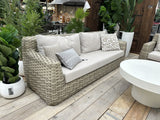 Gartensofa Kunststoff-Rattan, Gartensofa cream-taupe, Breite 225 cm