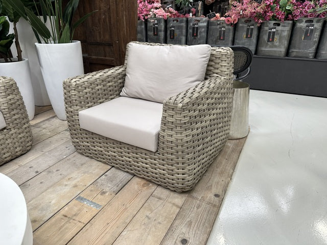 Gartensessel Kunststoff-Rattan, Gartensessel cream-taupe, Breite 105 cm