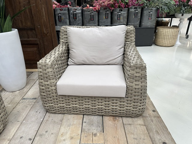 Gartensessel Kunststoff-Rattan, Gartensessel cream-taupe, Breite 105 cm