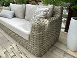 Gartensofa Kunststoff-Rattan, Gartensofa cream-taupe, Breite 225 cm