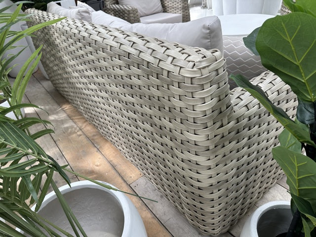 Gartensofa Kunststoff-Rattan, Gartensofa cream-taupe, Breite 225 cm