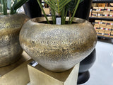 Großer Blumentopf Bronze, XL Blumentopf Metall Gold matt,  Durchmesser  63 cm