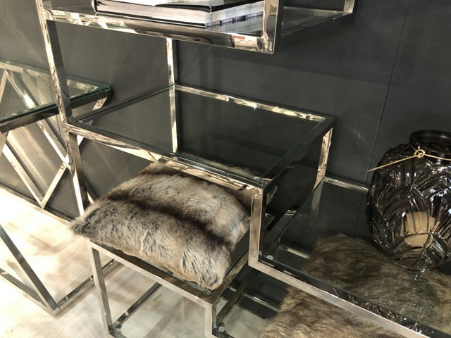 Regal Silber,  Glas Regal verchromt,  Bücherregal Silber, Maße 178 x 100 cm