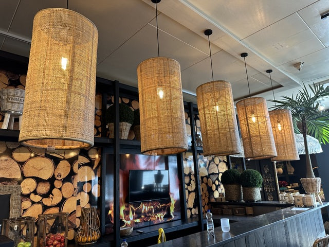 Pendelleuchte Rattan, Lampe Rattan, Hängelampe Rattan, Höhe 60 cm