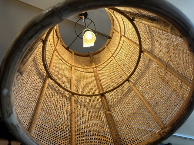 Pendelleuchte Rattan, Lampe Rattan, Hängelampe Rattan, Höhe 80 cm