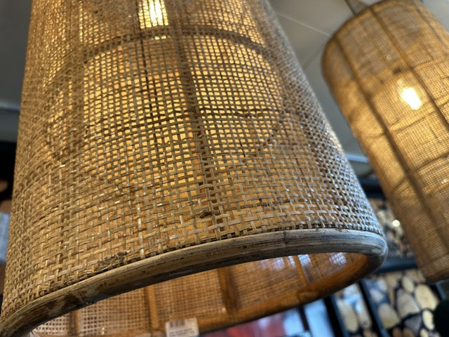 Pendelleuchte Rattan, Lampe Rattan, Hängelampe Rattan, Höhe 80 cm