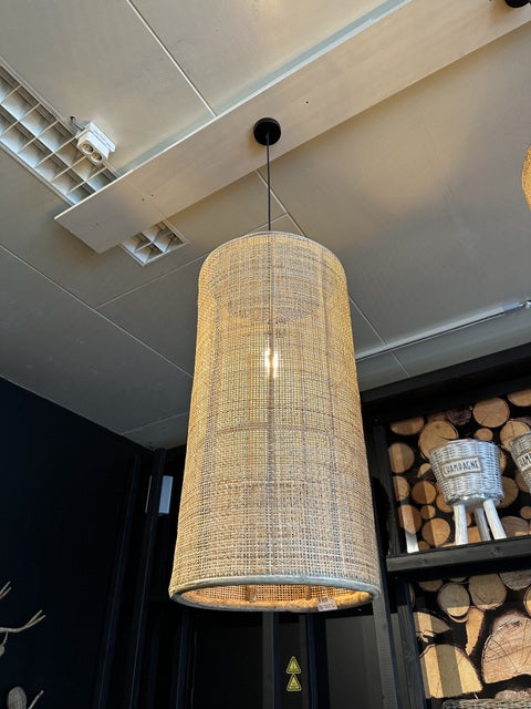 Pendelleuchte Rattan, Lampe Rattan, Hängelampe Rattan, Höhe 80 cm